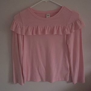 Pink ruffle long sleeve top